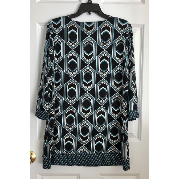WHITE HOUSE BLACK MARKET TUNIC TOP BLOUSESSIZE LARGE KEYHOLE NECK GREEN CAREER - Picture 4 of 7